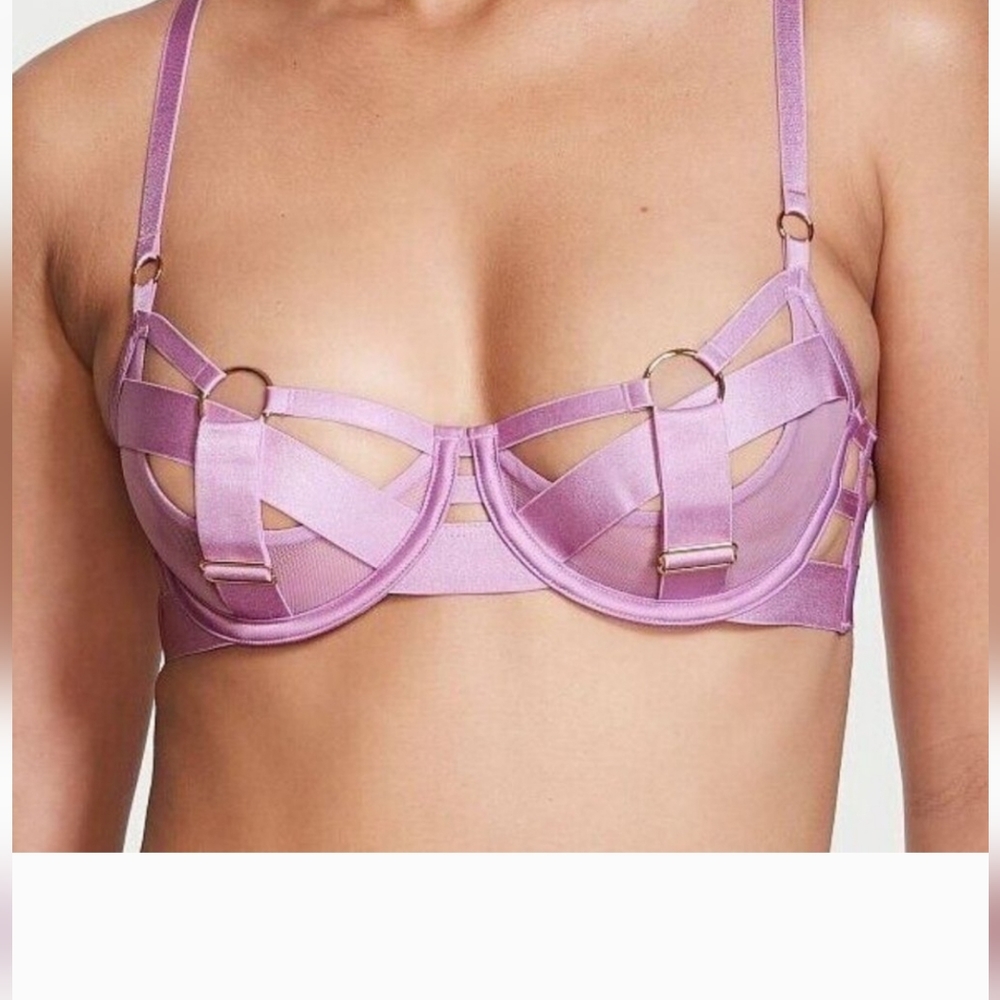 Victoria's Secret Strappy Satin Underwire Bra in Lavender